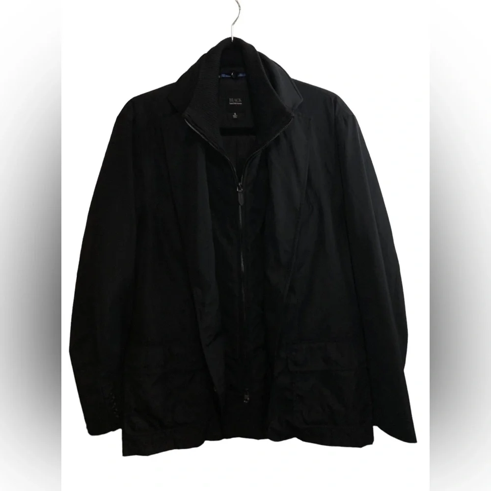 Black Saks Fifth Avenue Water Repellent Blazer Coat Jacket Mens Small Workwear